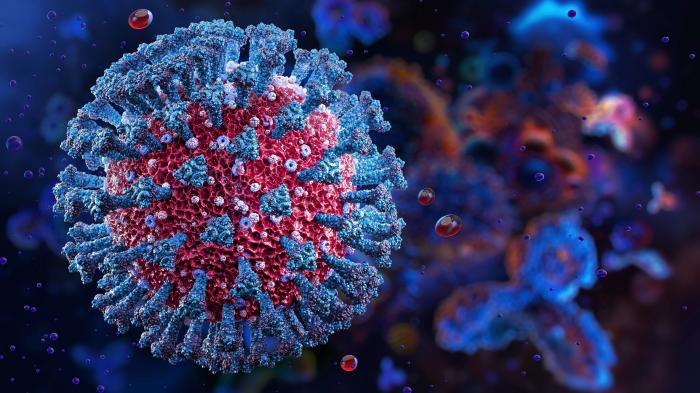 Вирус короны с типичными шиповидными белками