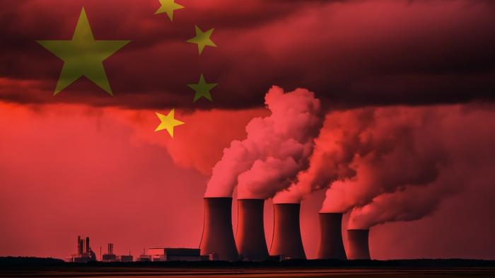 Атомные электростанции на фоне китайского флага