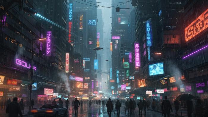 Мрачный футуристический город